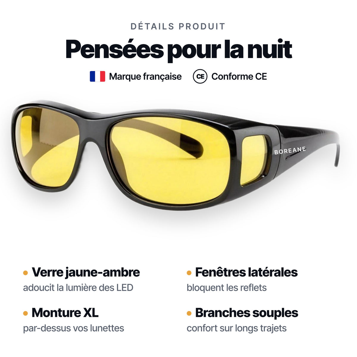 Boreane™ – Lunettes de Conduite de Nuit Anti-Éblouissement LED