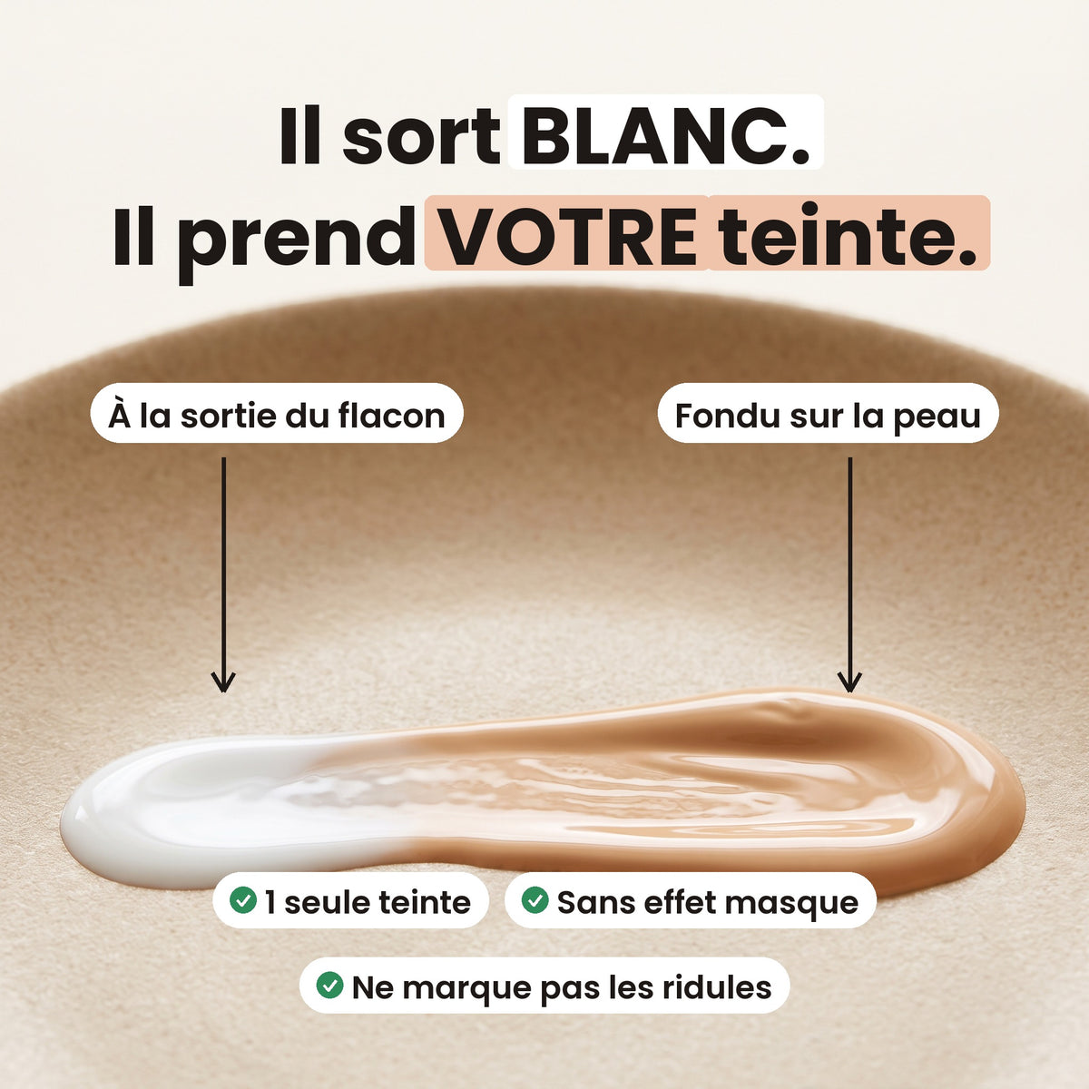 Fond de teint auto-adaptatif 30 ml – Ne marque pas les rides, zéro effet plâtre