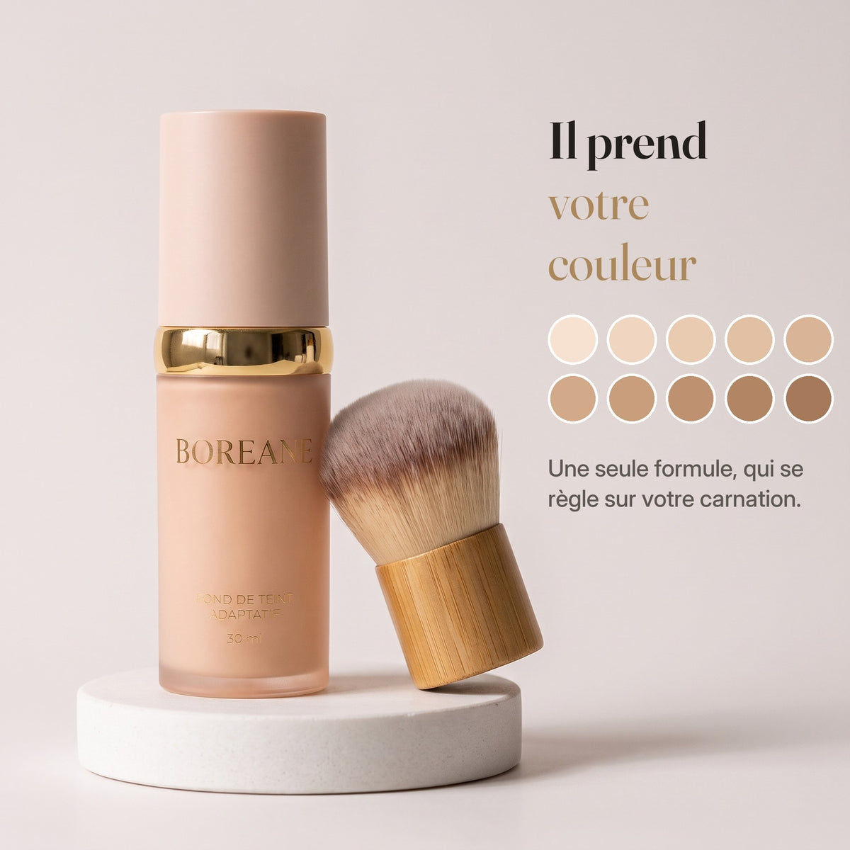 Fond de teint auto-adaptatif 30 ml – Ne marque pas les rides, zéro effet plâtre